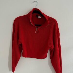 Red mid waist sweater